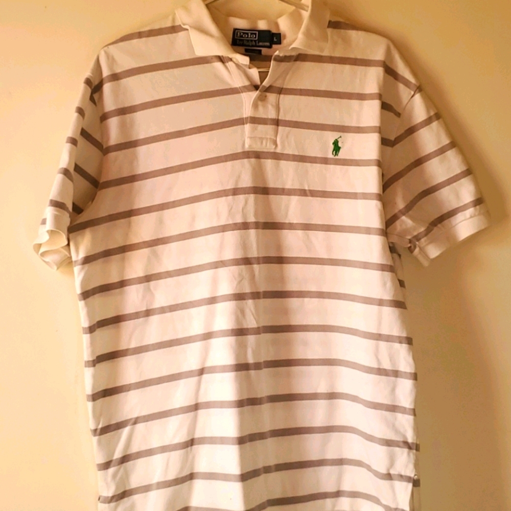 Ralph Lauren mens gray and white polo Large